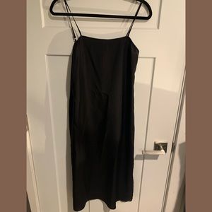 Lou & Grey Fluid Twill Midi Slip Dress in black